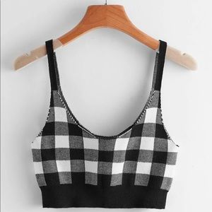 Casual black and white Gingham crop top